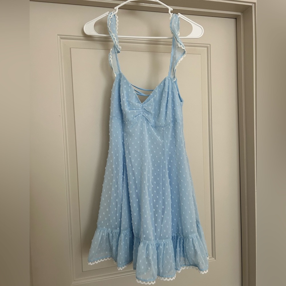 Lucy in the Sky blue polka dot dress